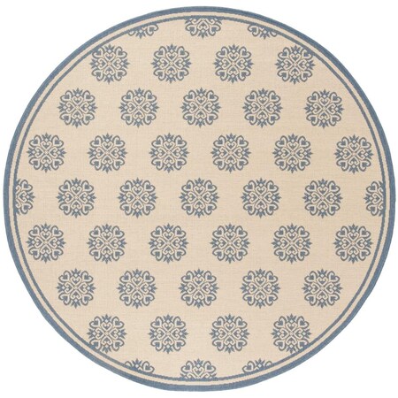 Safavieh 6 ft. 7 in. x 6 ft. 7 in. Round Linden 100 Bohemian Area Rug Blue & Creme LND181M-6R